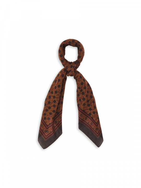 OVERDYED FLORAL SCARF CHESTNUT