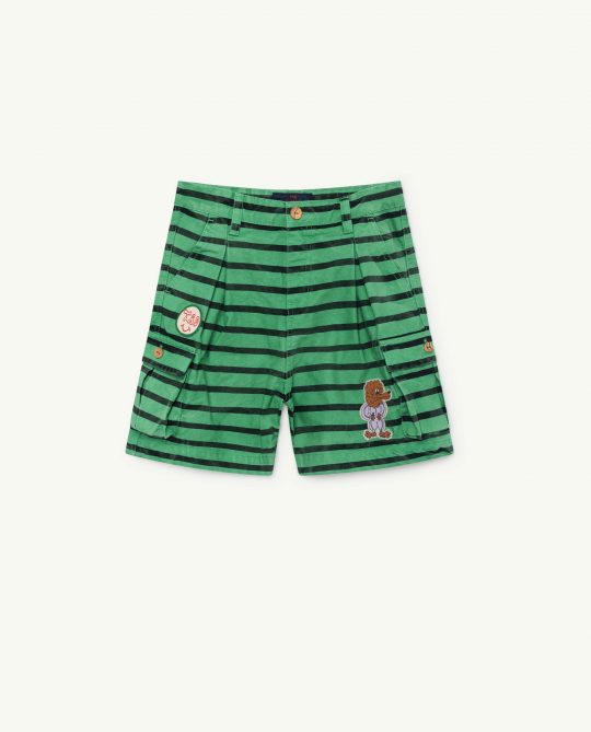 PIG WOVEN BERMUDA GREEN STRIPES