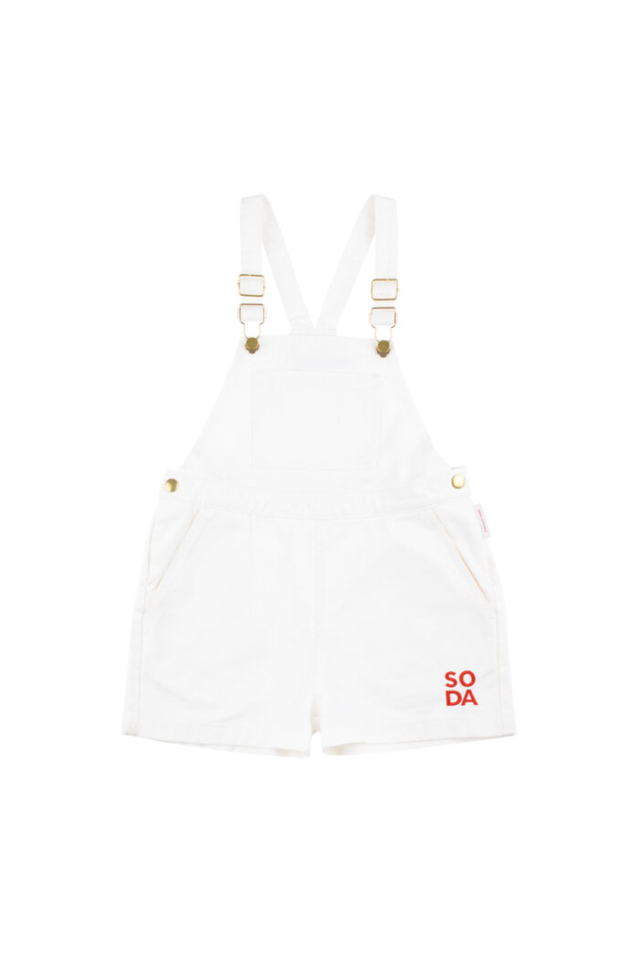 SODA SHORT OVERALL OFF WHITE RED - Image 1