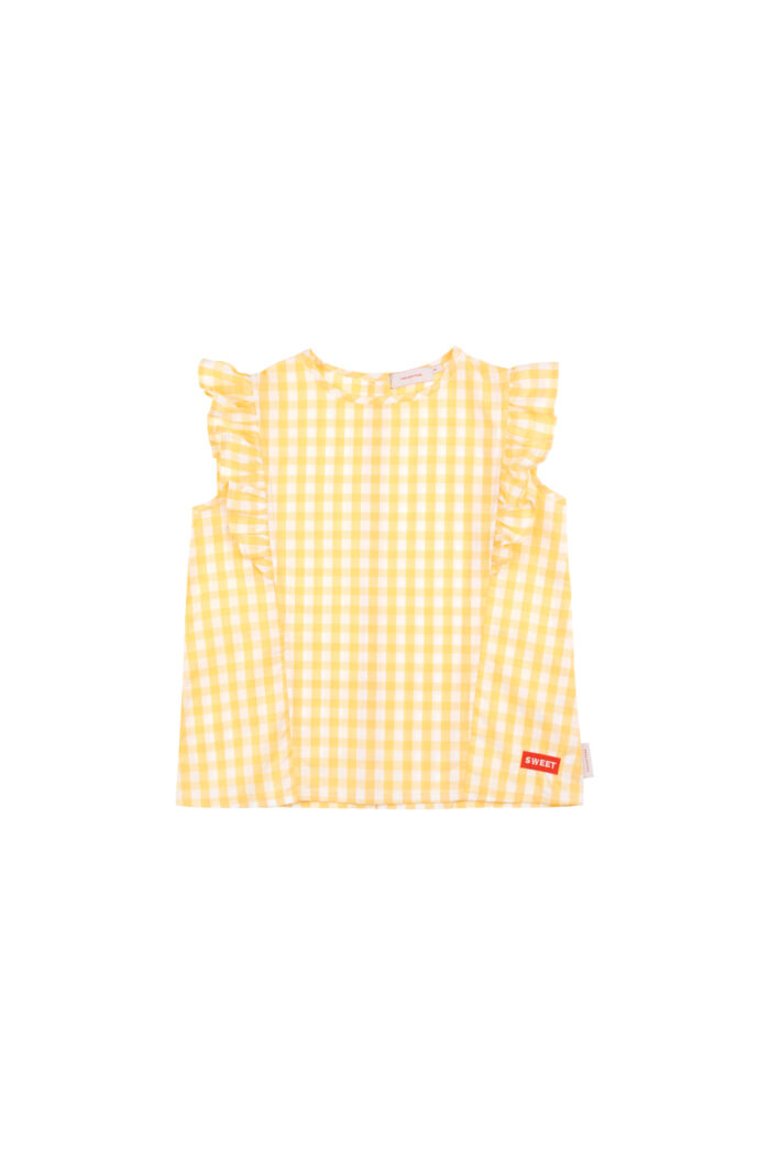 CHECK RUFFLES BLOUSE WHITE CANARY - Image 1