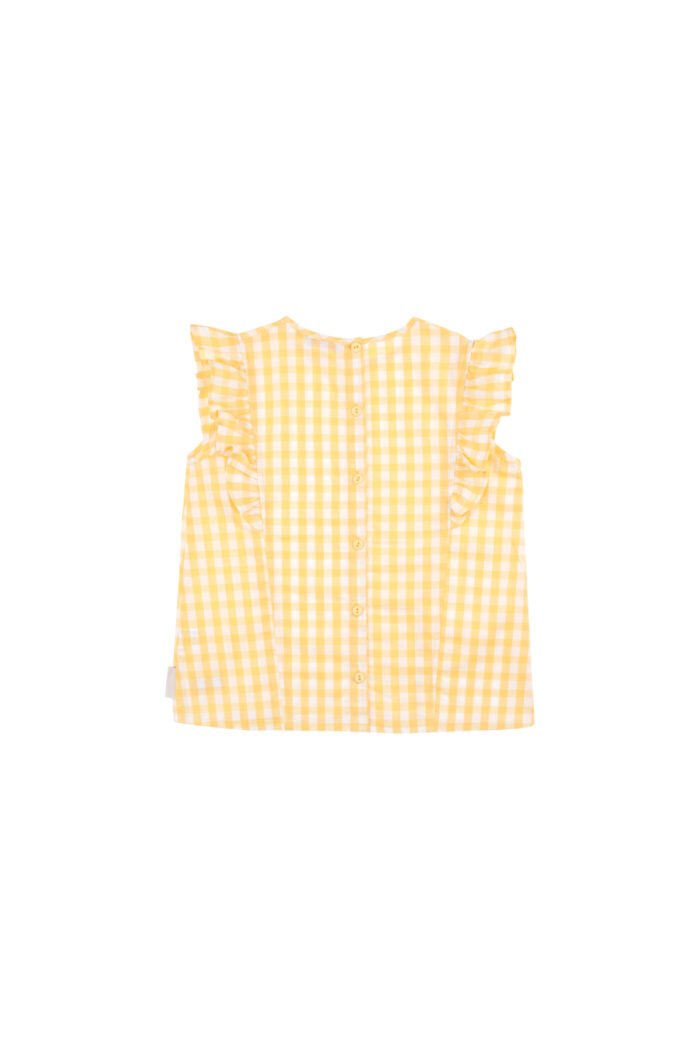 CHECK RUFFLES BLOUSE WHITE CANARY - Image 2