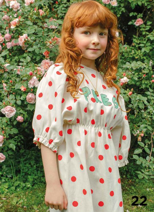 SWALLOW KIDS DRESS WHITE POLKA DOTS