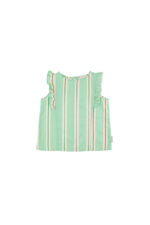 RETRO STRIPES RUFFLES BLOUSE EMERALD/CREAM