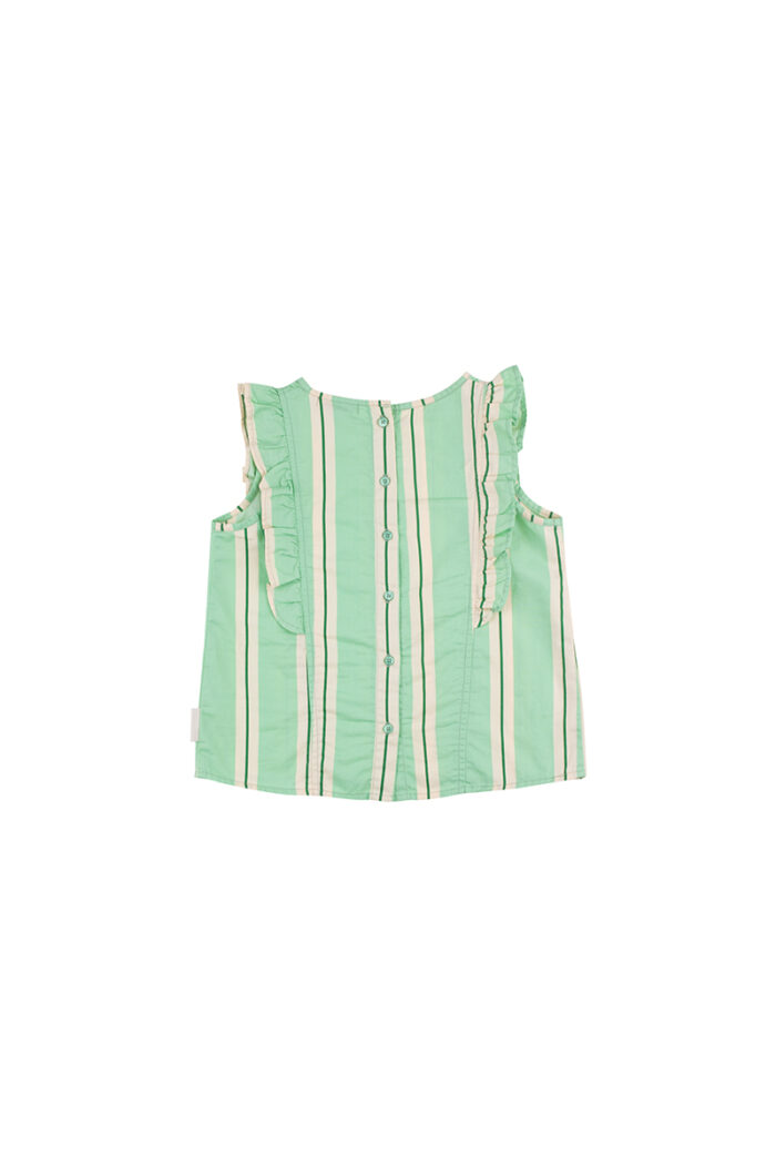 RETRO STRIPES RUFFLES BLOUSE EMERALD/CREAM - Image 2