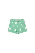 HELLO PLEAT SHORT EMERALD/OFF-WHITE