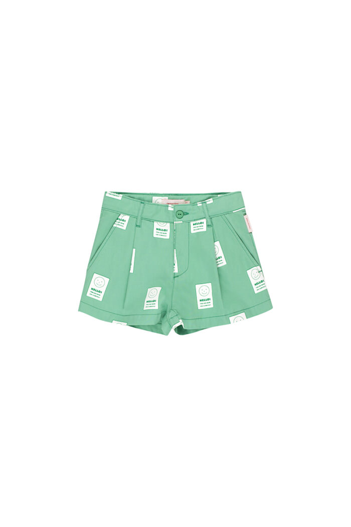HELLO PLEAT SHORT EMERALD/OFF-WHITE - Image 1