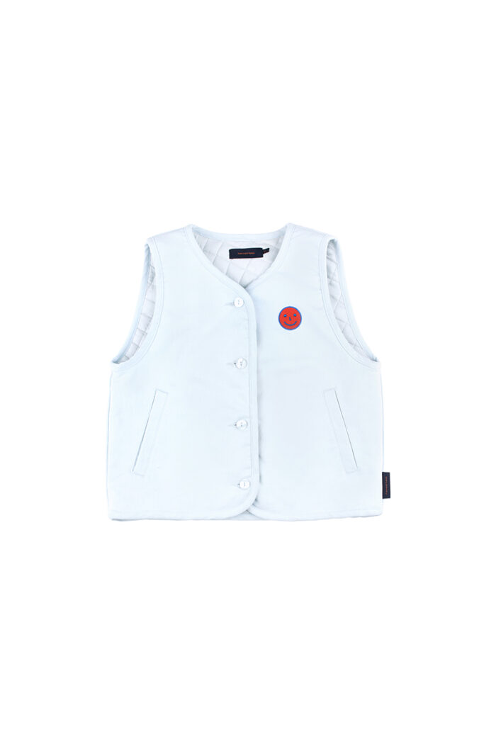 HAPPY FACE DENIM VEST LIGHT DENIM/RED - Image 1