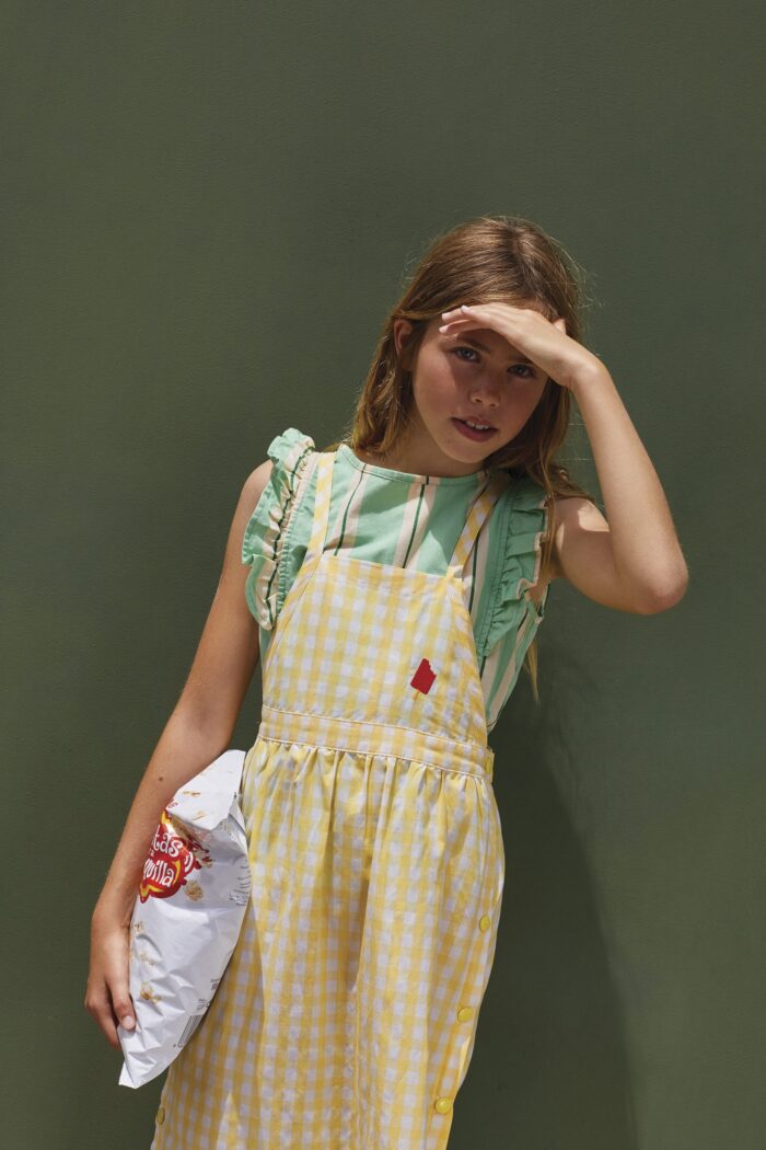 RETRO STRIPES RUFFLES BLOUSE EMERALD/CREAM - Image 3
