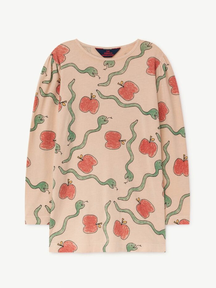 PIGEON KIDS DRESS ORANGE APPLES & SNAKES - Image 1