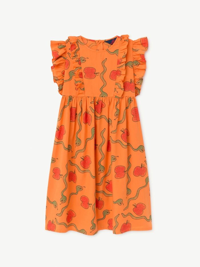 OTTER KIDS DRESS ORANGE APPLES & SNAKES - Image 1