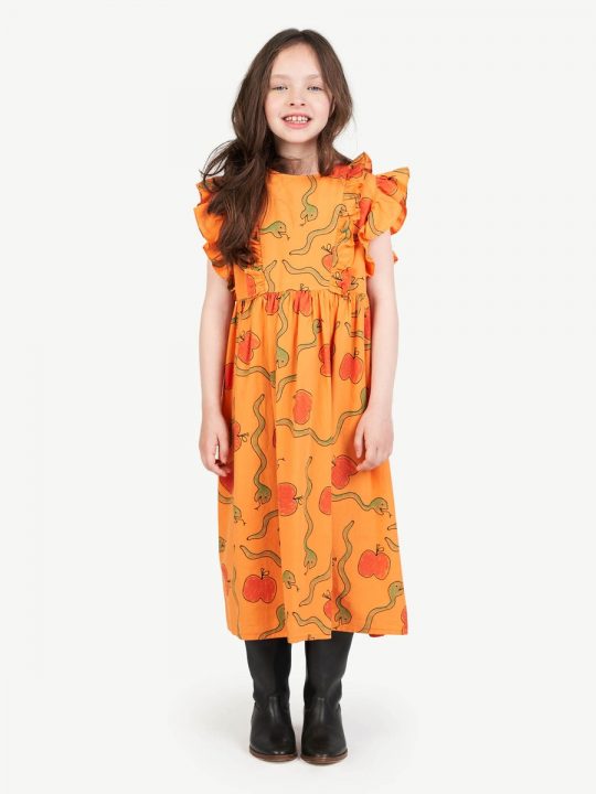OTTER KIDS DRESS ORANGE APPLES & SNAKES