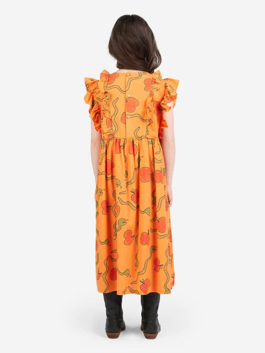 OTTER KIDS DRESS ORANGE APPLES & SNAKES