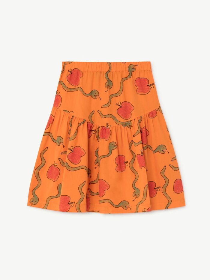 TURKEY KIDS SKIRT ORANGE APPLES & SNAKES - Image 1
