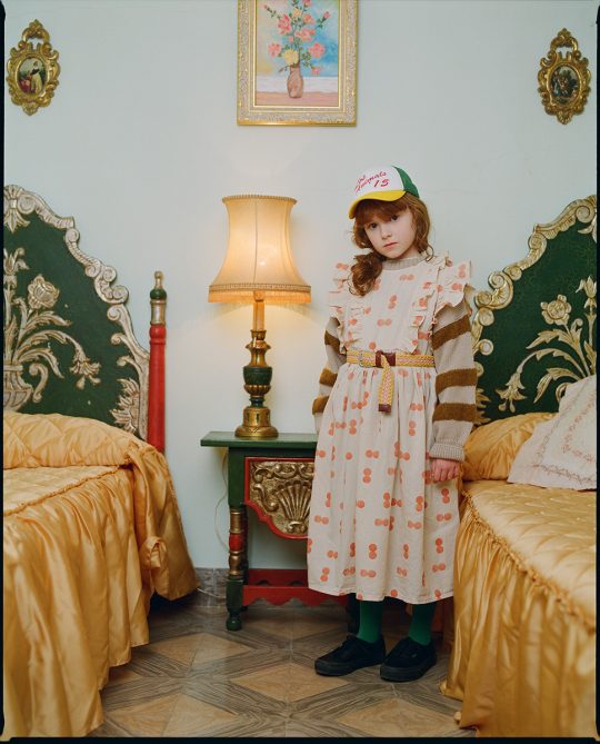 OTTER KIDS DRESS ORANGE CIRCLES