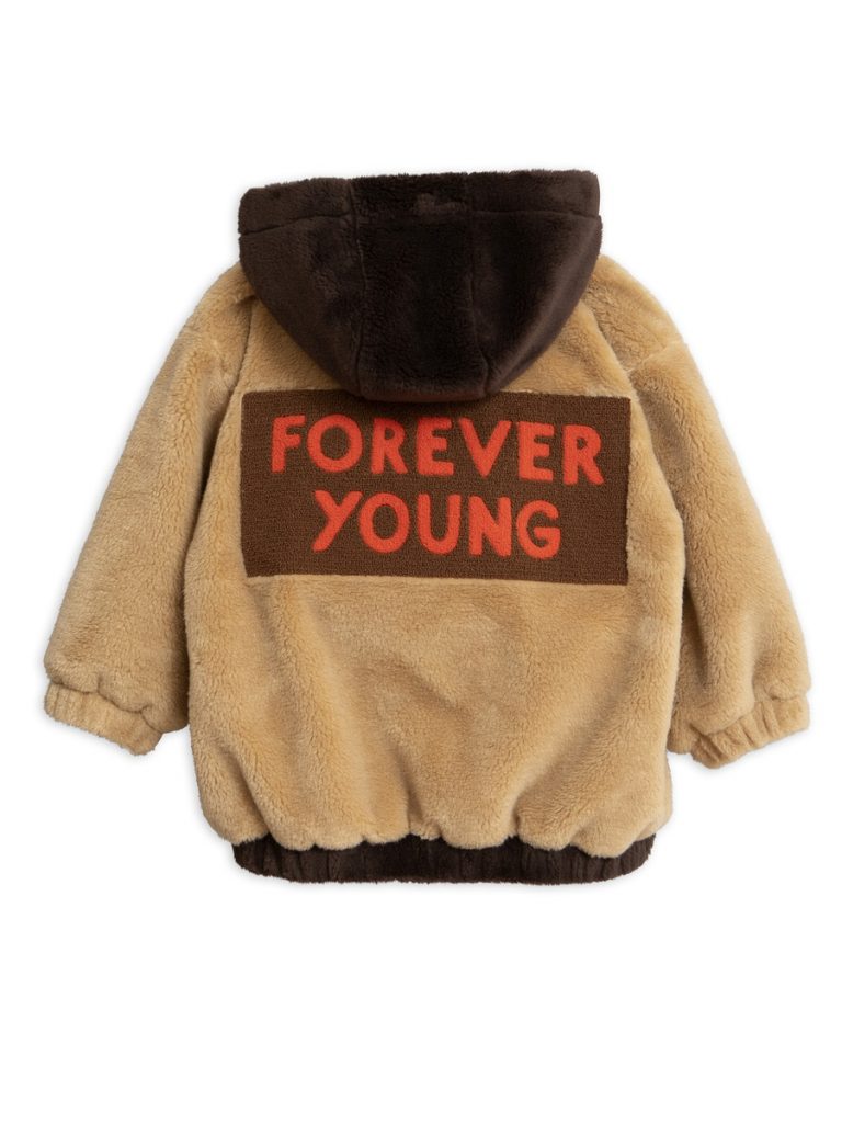 FAUX FUR HOODED JACKET BEIGE