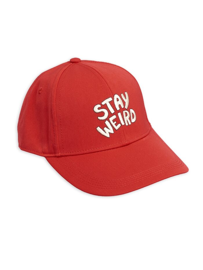 STAY WEIRD EMBROIDERY CAP RED - Image 1