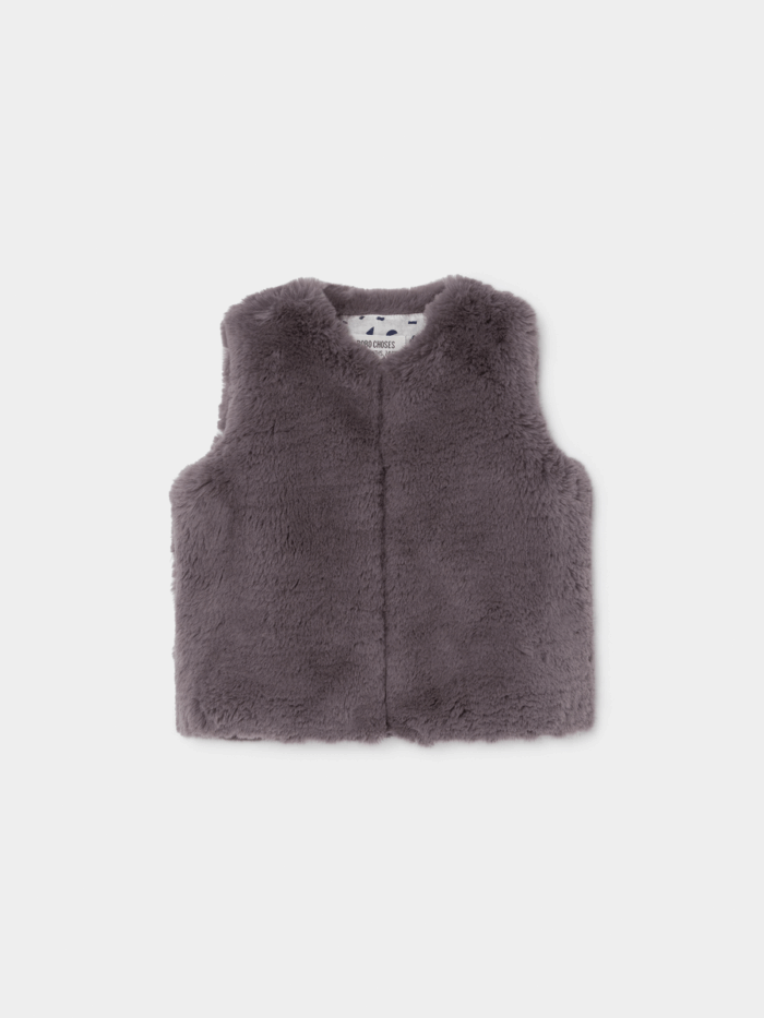 BABY GREY FAUX FUR VEST - Image 1