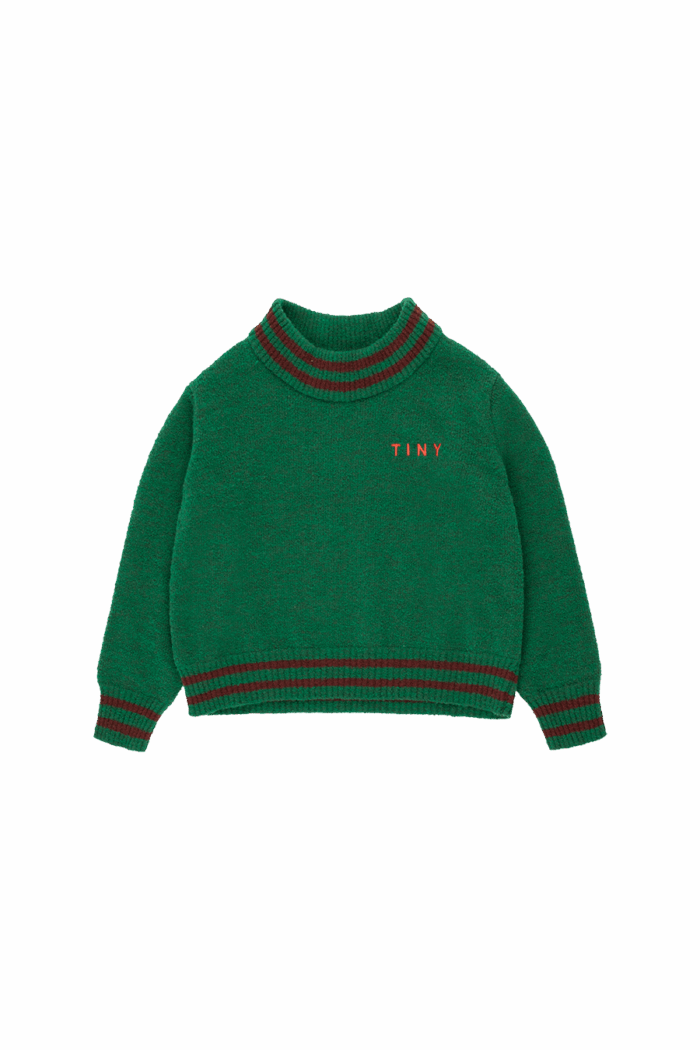 LINES CROP SWEATER DEEP GREEN/AUBERGINE - Image 2