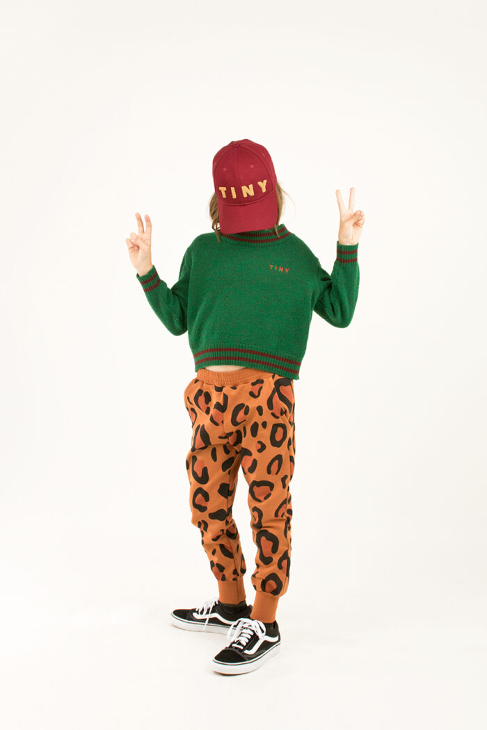 LINES CROP SWEATER DEEP GREEN/AUBERGINE - Image 1