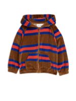 VELOUR STRIPE ZIP HOODIE BRWON