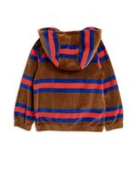 VELOUR STRIPE ZIP HOODIE BRWON - Image 2