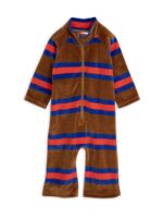 VELOUR STRIPE ONESIE BRWON