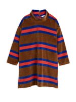VELOUR STRIPE LS DRESS BRWON