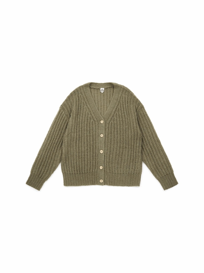 (WOMEN) MOHAIR CARDIGAN KAKI HIGHLAND - Image 1
