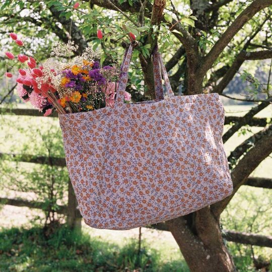 QUILTED FLOWER SHOPPING BAG BRUN APACHE