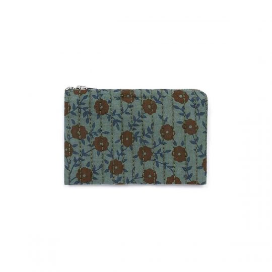 QUILTED FLOWER CLUTCH BAG KAKI HIGHLAND