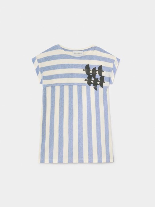 FLYING BIRDS STRIPED T-SHIRT DRESS