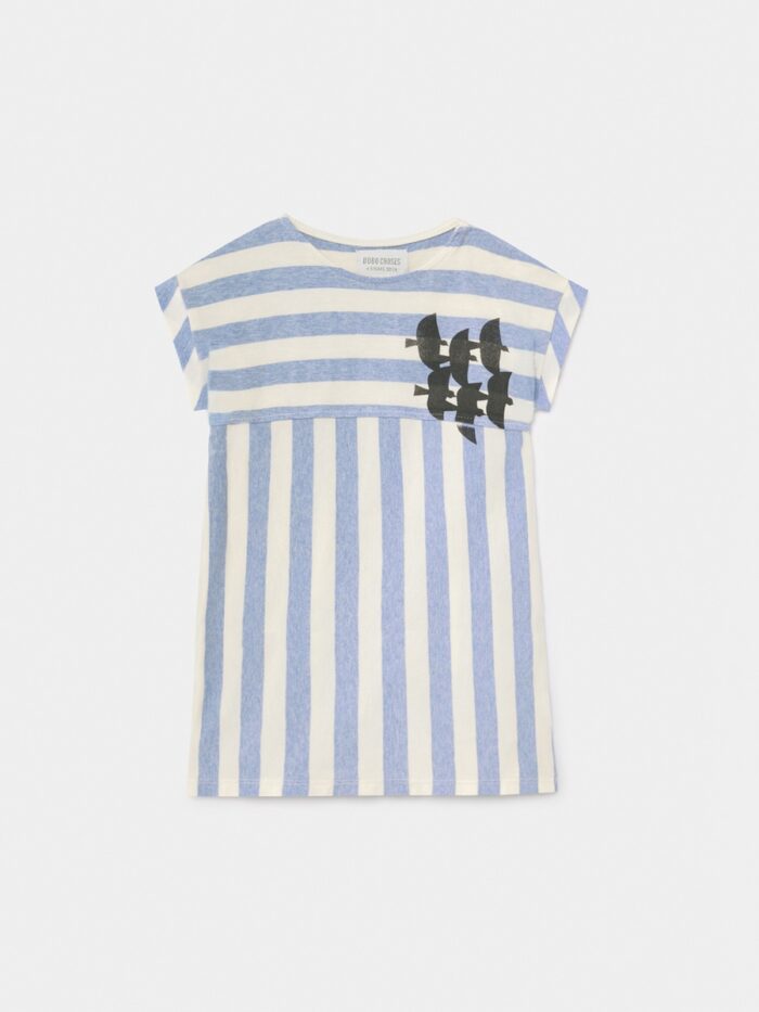 FLYING BIRDS STRIPED T-SHIRT DRESS - Image 1