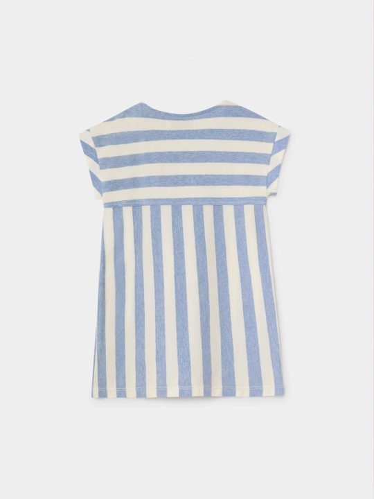 FLYING BIRDS STRIPED T-SHIRT DRESS