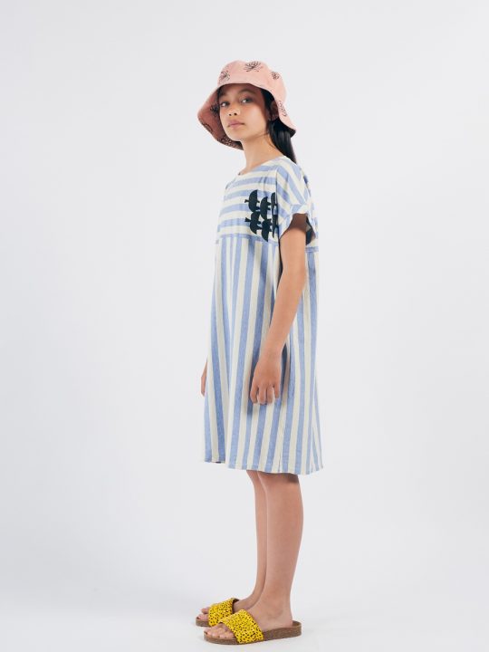 FLYING BIRDS STRIPED T-SHIRT DRESS