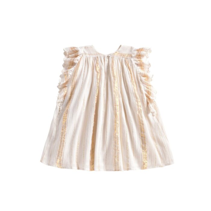 DRESS LYKA WHITE & GLOD STRIPES - Image 4