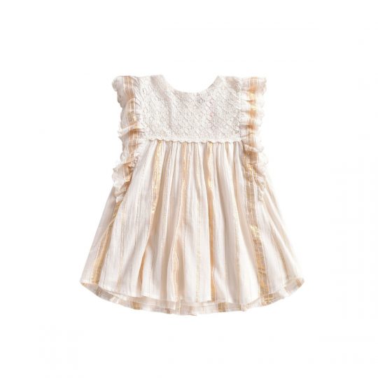 DRESS LYKA WHITE & GLOD STRIPES