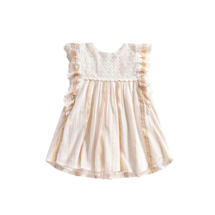 DRESS LYKA WHITE & GLOD STRIPES - Image 2