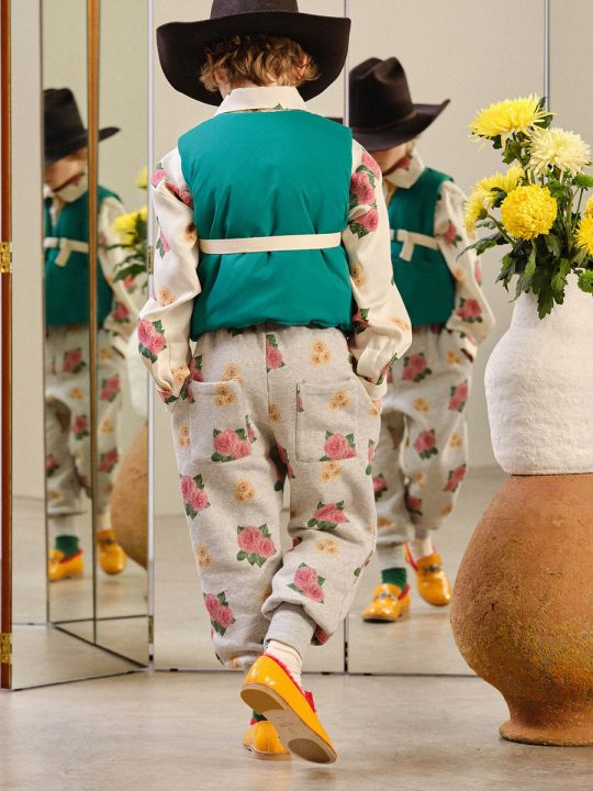 DROMEDARY GREY HEATHER KIDS TROUSERS GREY FLOWERS