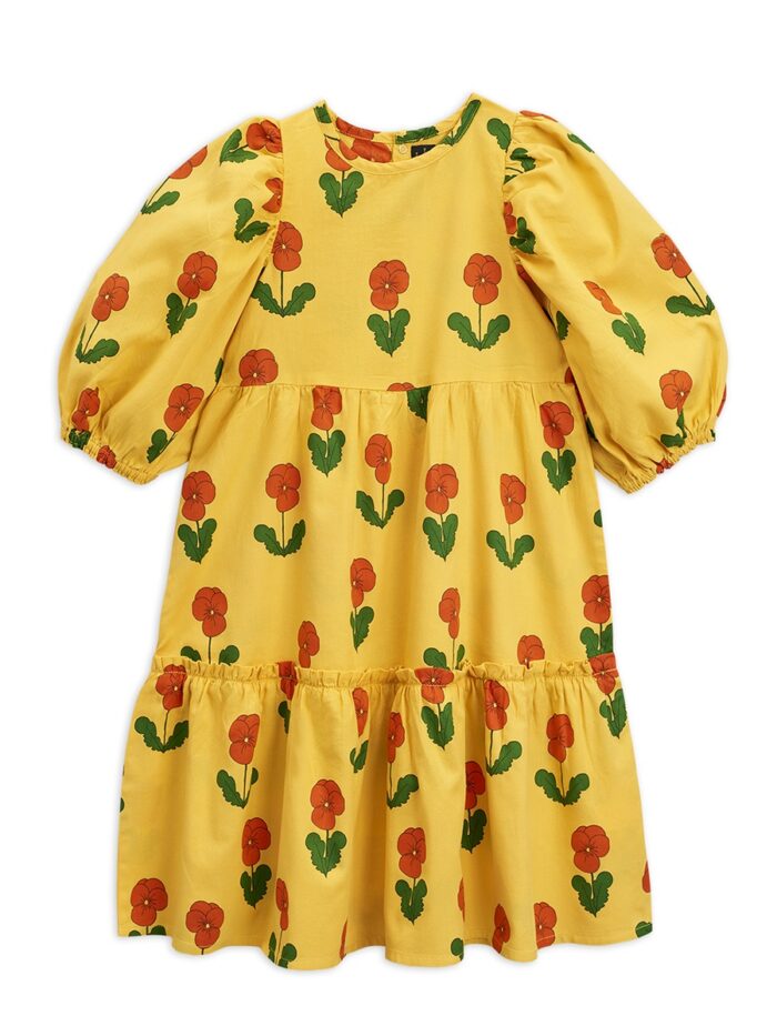 VIOLAS WOVEN PUFF SLEEVE DRESS YELLOW - Image 1