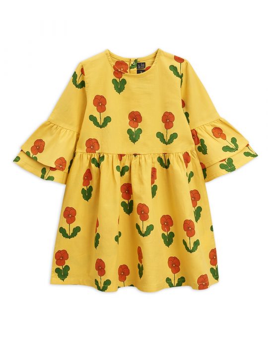 VIOLAS WOVEN FLARED SLEEVE DRESS YELLOW