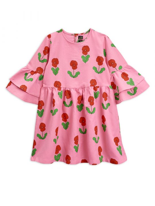 VIOLAS WOVEN FLARED SLEEVE DRESS PINK