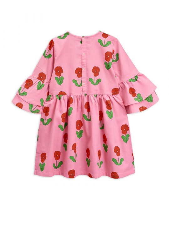 VIOLAS WOVEN FLARED SLEEVE DRESS PINK
