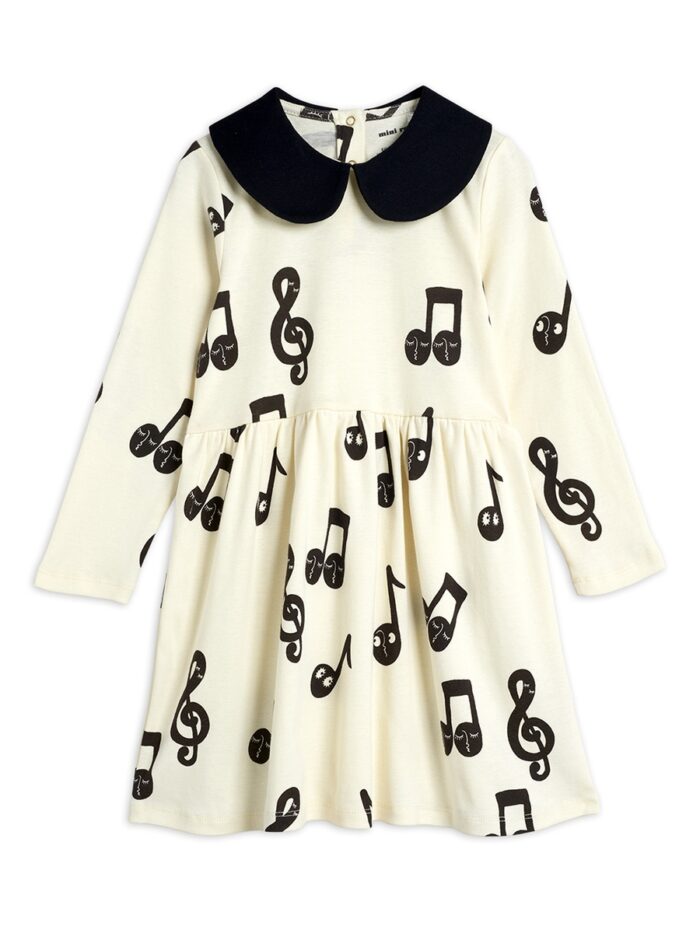 NOTES AOP LS DRESS OFFWHITE - Image 1
