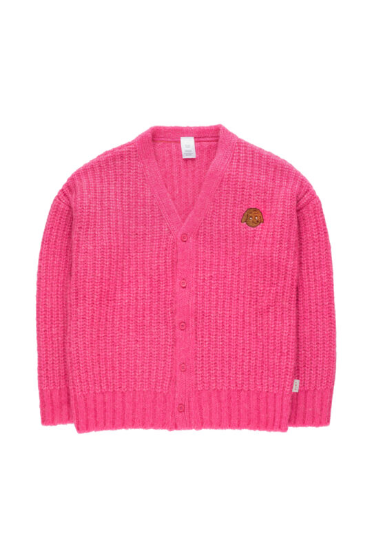 CHUNKY KNIT CARDIGAN BUBBLE GUM - Image 1