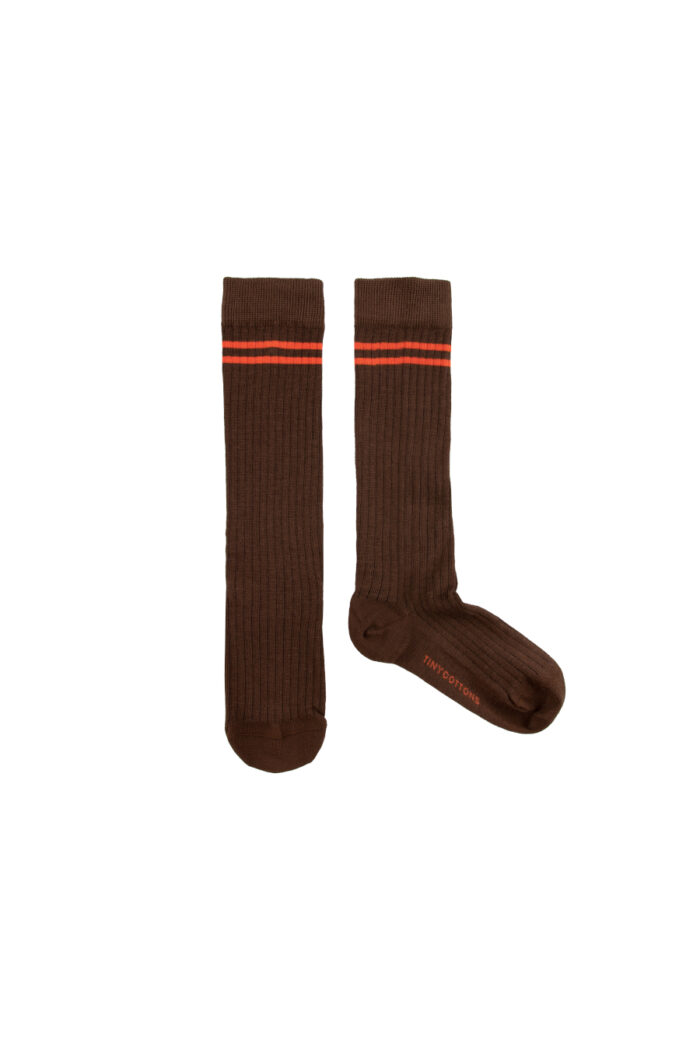 STRIPES HIGH SOCKS ULTRA BROWN RED - Image 1