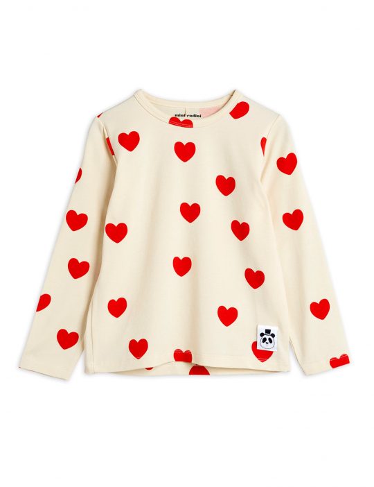 HEARTS AOP LS TEE TENCEL OFFWHITE