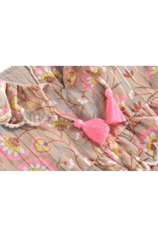 DRESS EFORIE KHAKI FOLK FLOWERS