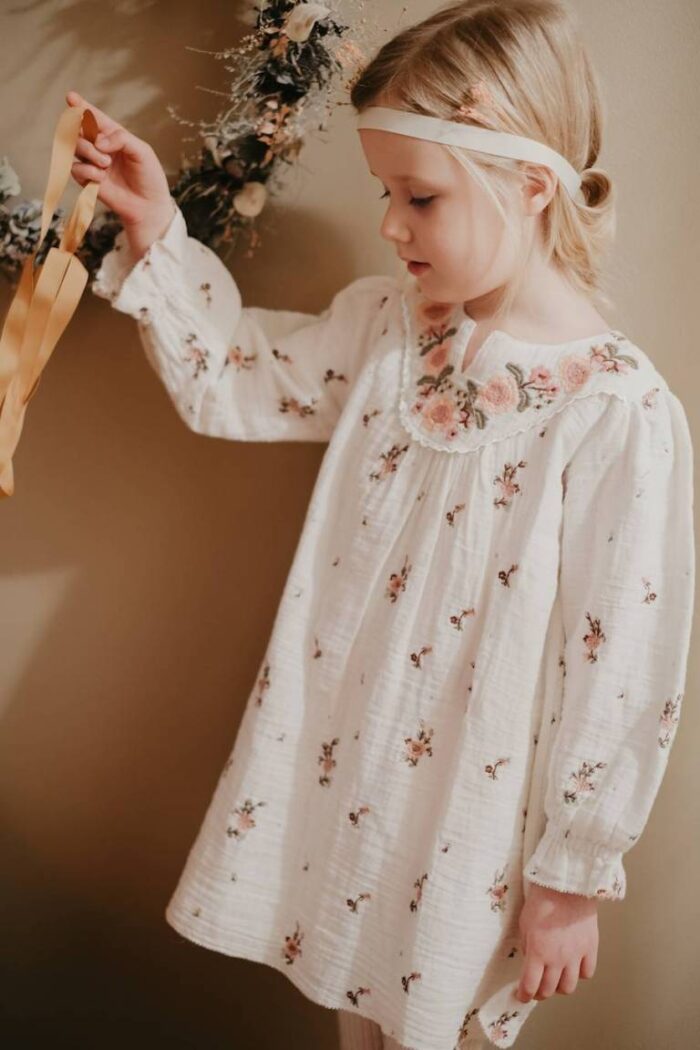 DRESS INES OFF-WHITE FLOWERS - Image 1