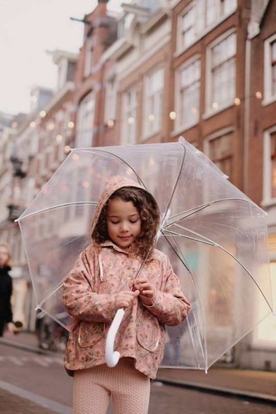 RAINCOAT MARA KHAKI FOLK FLOWERS
