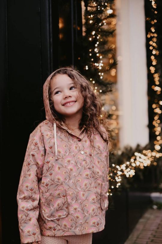 RAINCOAT MARA KHAKI FOLK FLOWERS